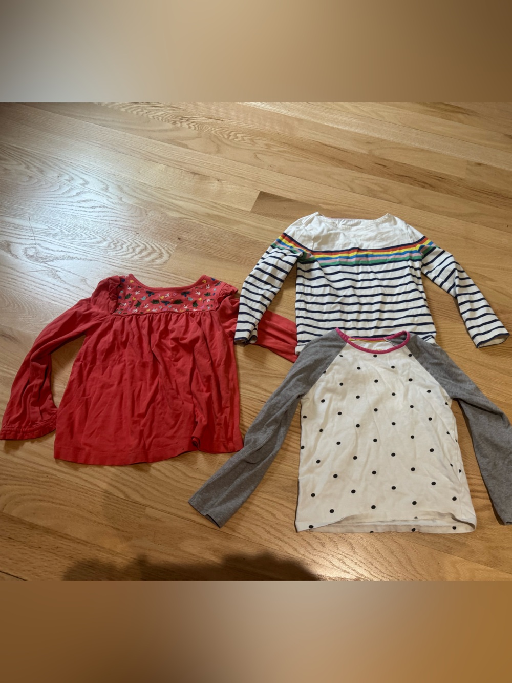Mini Boden Red Long-Sleeve Top with Embroidered Yoke